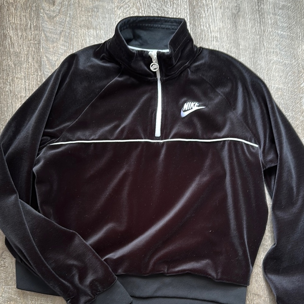 Nike Black Velour Half-Zip Top